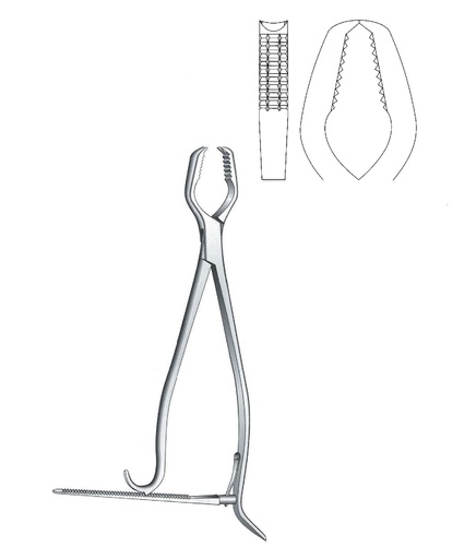 [IU-08008P] Lane premium bone holding forceps with ratchet, standard model - length = 32.5 cm / 13"