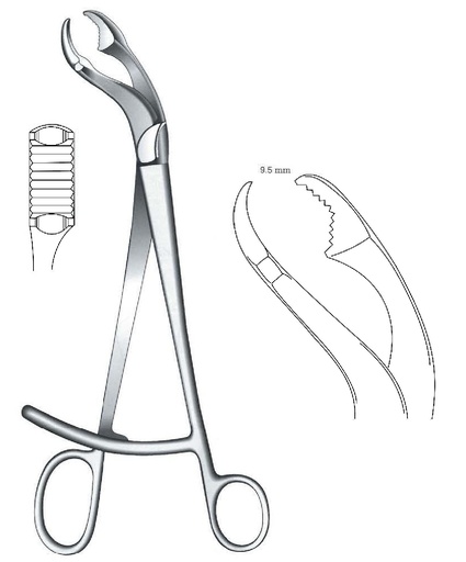 [IU-08014P] Pinza de sujeción para hueso Verbrugge premium - longitud = 25 cm / 10"