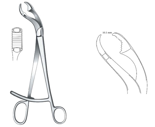 [IU-08015P] Pinza de sujeción para hueso Verbrugge premium, ancho = 10.5 mm