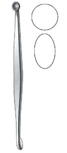 [IU-07400P] Cureta para hueso Volkmann premium, copa redonda / copa ovalada, doble extremo - longitud = 20 cm / 8"