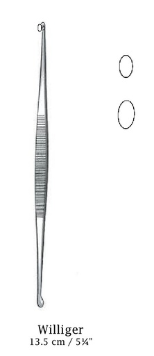 [IU-07365P] Williger premium bone curette, oval tips, figure 00/0