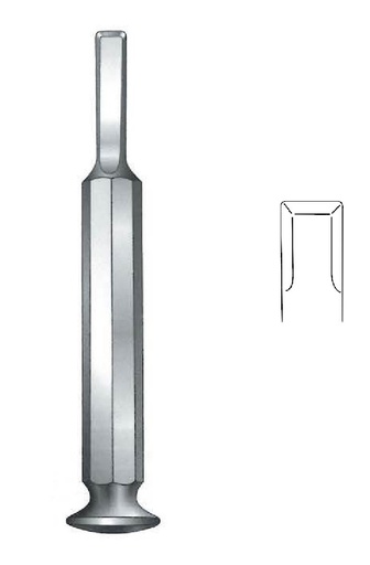 [IU-06972P] Tessier premium osteotome for taking bald grafts, curved, width = 10 mm