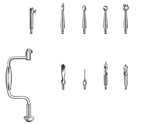 [IU-07233P] Taladro manual Hudson premium, juego completo con mangos de acero inoxidable