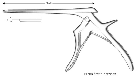 [IU-03511P] Ferris-Smith-Kerrison Premium intervertebral disc clamp, cutting down, tip width = 1 mm-Axis length = 20 cm