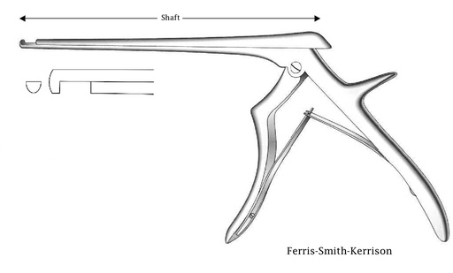 [IU-03520P] Pinza para disco intervertebral Ferris-Smith-Kerrison premium, corte hacia abajo, ancho de punta = 4 mm - longitud del eje = 20 cm