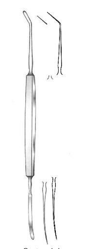 [IU-06363P] Castroviejo premium hook and spatula, double ended - length = 14 cm / 5-1/2"