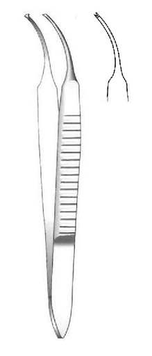 [IU-06406P] Graefe Premium Iris Forceps, curved, width = 0.5 mm, teeth 1:2