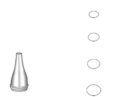 [IU-04329P] Espéculo para oído Gruber premium, juego de 4 piezas, ovalado, figura 1 a 4