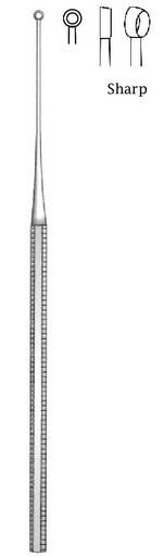 [IU-04644P] Premium Buck Ear Curette, sharp, figure 0 - length = 16.5 cm / 6-1/2"