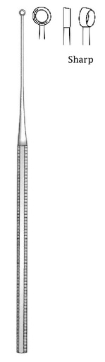 [IU-04648P] Premium Buck Ear Curette, sharp, figure 4 - length = 16.5 cm / 6-1/2"