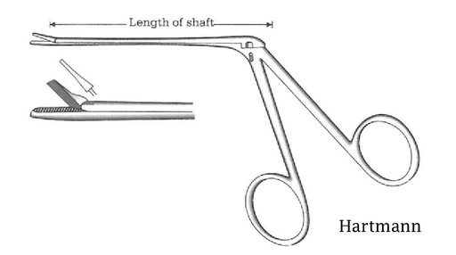 [IU-04281P] Pinza  para pólipo oído Hartmann premium, punta fina - longitud del eje = 8.5 cm / 3-1/2"