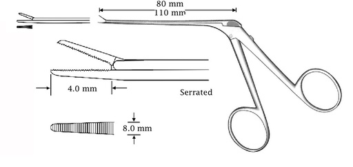 [IU-04473P] Micro pinza para oído premium, recta, dentada - longitud = 80 mm