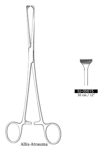 [IU-05615P] Pinza de sujeción intestinal y tejido Allis-Atrauma premium - longitud = 25 cm / 10"