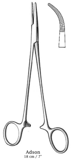 [IU-00998P] Adson Forcep Arterial - Length = 18 cm / 7 ", Half Curved