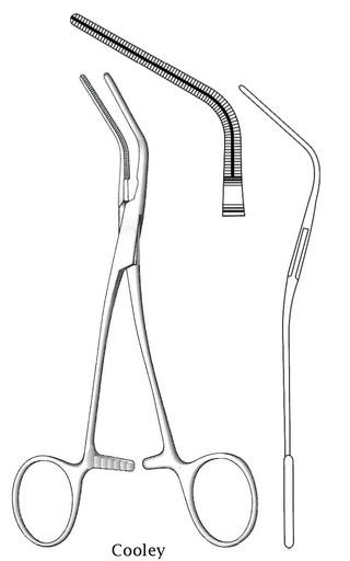 [IU-04045P] Pinza para anastomosis Cooley premium, figura 1 - longitud = 15 cm / 6"