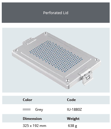 [IU-1880Z] Tapa Perforada de Modelo Plasma para Dental para Contenedor de Esterilización - 325 x 192 mm