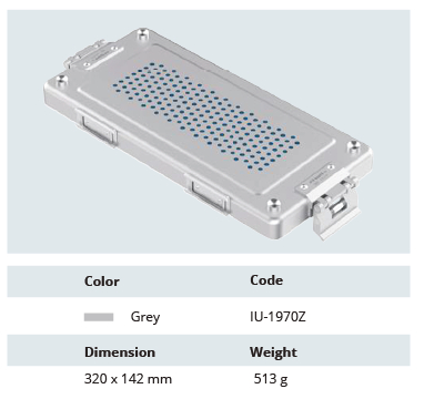 [IU-1970Z] Tapa Perforada de Modelo Plasma Mini para Contenedor de Esterilización - 320 x 142 mm
