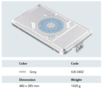 [IU6-340Z] Tapa Perforada de Modelo Plasma de Tamaño Tres Cuartos 3/4 para Contenedor de Esterilización - 460 x 285 mm