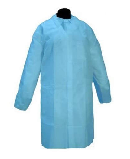 [IU-BDE-01] Batas Desechables de Polipropileno con Mangas, Azul - Bolsa de 10 Unidades