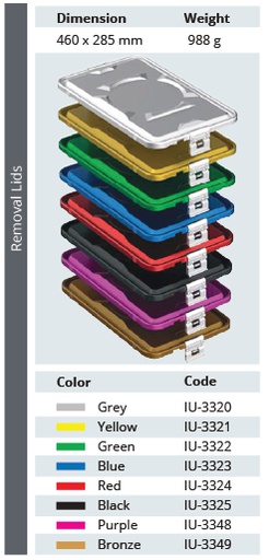 Tapa No Perforada de Modelo Estándar Plus de Tamaño Tres Cuartos 3/4 para Contenedor de Esterilización - 460 x 285 mm