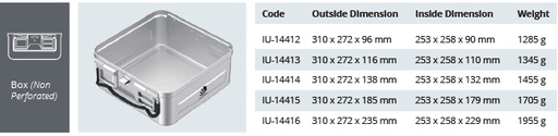 Base de Contenedor para Esterilización de Modelo Estándar - No Perforado de Tamaño Medio 1/2 - 310 x 272 x H mm