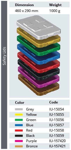 Tapa de Seguridad de Modelo Barrera Biológica de Tamaño Tres Cuartos 3/4 para Contenedor de Esterilización - 460 x 290 mm