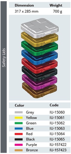 Tapa de Seguridad de Modelo Barrera Biológica de Tamaño Medio 1/2 para Contenedor de Esterilización - 317 x 285 mm