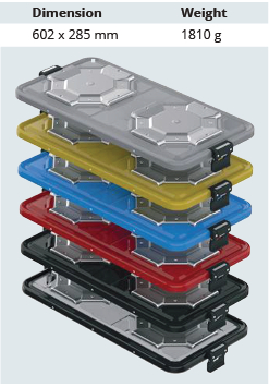 Tapa con Sistema de Barrera de Modelo PPSU de Tamaño Completo 1/1 para Contenedor de Esterilización - 602 x 285 mm