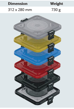 Tapa Perforada de Modelo PPSU de Tamaño Medio 1/2 para Contenedor de Esterilización - 312 x 280 mm