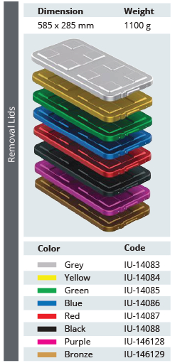 Tapa No Perforada de Modelo Estándar de Tamaño Completo 1/1 para Contenedor de Esterilización - 585 x 285 mm
