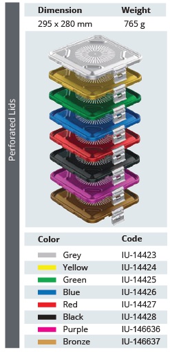Tapa Perforada de Modelo Estándar de Tamaño Medio 1/2 para Contenedor de Esterilización - 295 x 280 mm
