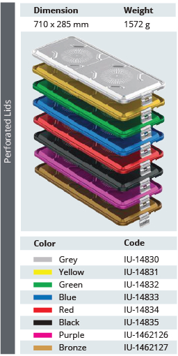 Tapa Perforada de Modelo Estándar de Tamaño Extra Largo para Contenedor de Esterilización - 710 x 285 mm