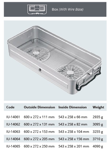 Base de Contenedor para Esterilización de Modelo Ventana - Perforado de Tamaño Completo 1/1 con Base de Alambre - 600 x 272 x H mm