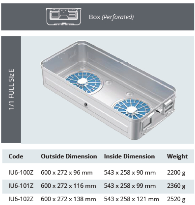 Base de Contenedor para Esterilización de Modelo Plasma - Perforado de Tamaño Completo 1/1 - 600 x 272 x H mm