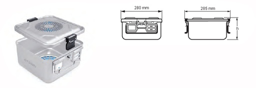 Contenidor per a esterilització perforada de plasma 1/2 i tapa perforada gris - 310 x 280 x hm mm