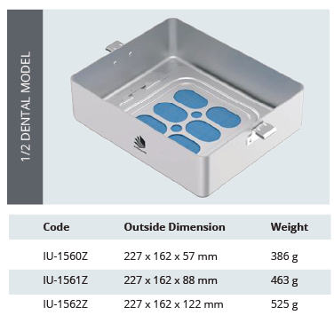Base de Contenedor para Esterilización de Modelo Plasma para Dental 1/2 - Perforado - 227 x 162 x H mm