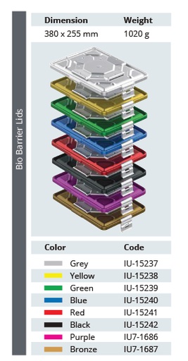 Tapa con Barrera Biológica de Modelo Dental Grande para Contenedor de Esterilización - 380 x 255 mm