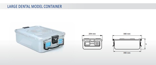 Contenedor para Esterilización No Perforado de Modelo Dental Grande y Tapa Perforada - 380 x 255 x H mm