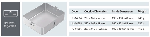 Base de Contenedor para Esterilización de Modelo Dental 1/2 - No Perforado - 227 x 162 x H mm