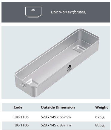 Base de Contenedor para Esterilización No Perforado de Modelo Endo - 528 x 145 x H mm