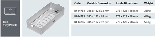 Base de Contenedor para Esterilización Perforado de Modelo Mini - 315 x 132 x H mm