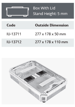 Cistella d'esterilització d'acer inoxidable perforat amb model dental - 277 x 178 x hm mm