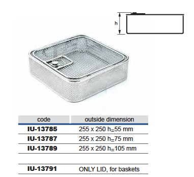 Wire basket with perforated metal plate and 1/2 model lid, wire diameter 1.2 mm and 6 x 6 mm mesh - 246 x 246 x h