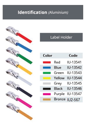 Aluminum identification label with clip