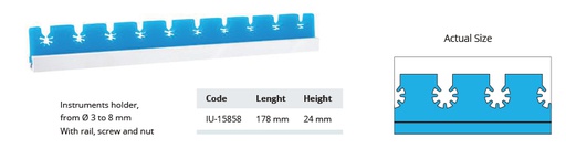 Silicone instruments holder with rail, screw and nut - different diameters