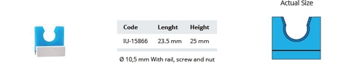 Silicone fixing system with rail, screw and nut - 23.5 x 25 mm