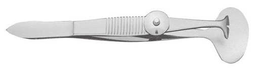 [IU-BH4992] Pinza para Párpados de Erhardt con Una Plataforma Ovalada y Una Hoja Bifurcada - Longitud de 10 cm