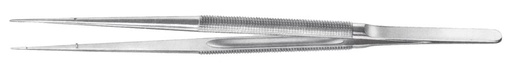 [IU-BH8115] Micro Pinza para Sutura con Dientes de 1 x 2 y Plataforma, Puntas Rectas de 6 x 0,7 mm - Longitud de 14 cm