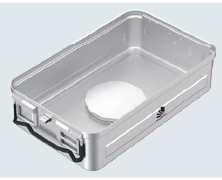 Base de Contenedor para Esterilización de Modelo Barrera B3 con Sistema Bio Stop de Aluminio - Tamaño Tres Cuartos 3/4 - 475 x 272 x H mm